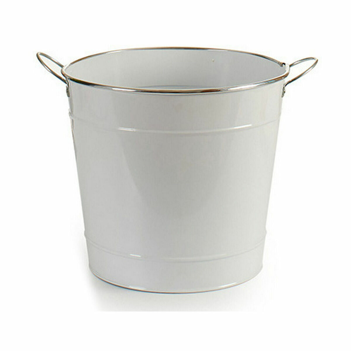 Vaso Secchio Bianco Argentato Metallo 29 x 27 x 37 cm (12 Unità)