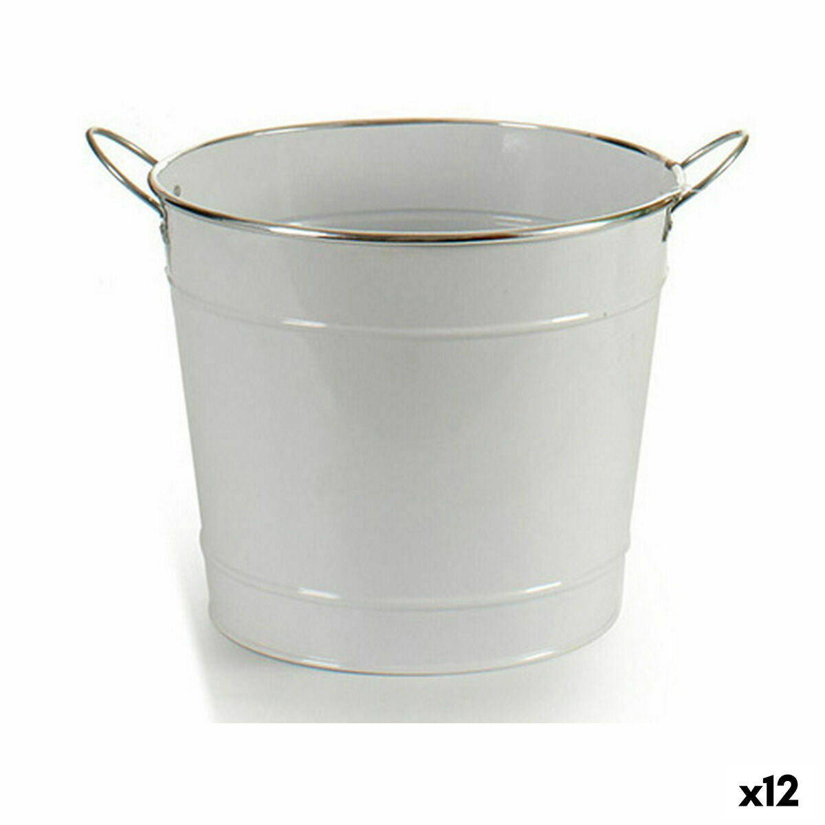 Vaso Secchio Bianco Argentato Zinco 34,8 x 23 x 27,8 cm (12 Unità)