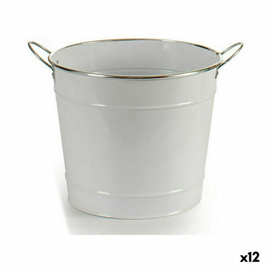 Vaso Secchio Bianco Argentato Zinco 34,8 x 23 x 27,8 cm (12 Unità)