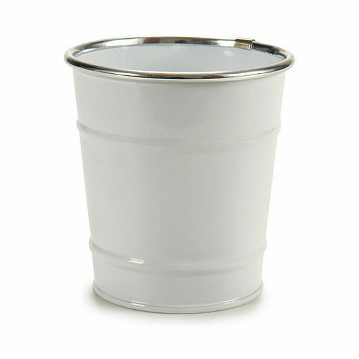 Vaso Secchio Bianco Argentato Zinco 10,5 x 10,5 x 10,5 cm (72 Unità)