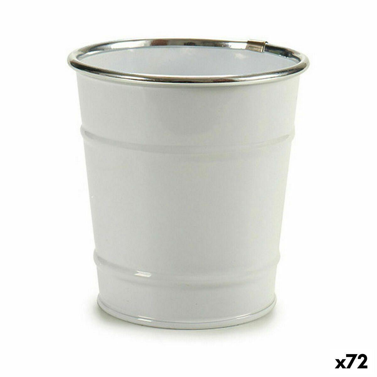 Vaso Secchio Bianco Argentato Zinco 10,5 x 10,5 x 10,5 cm (72 Unità)