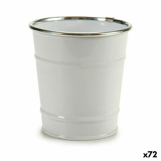 Vaso Secchio Bianco Argentato Zinco 10,5 x 10,5 x 10,5 cm (72 Unità)