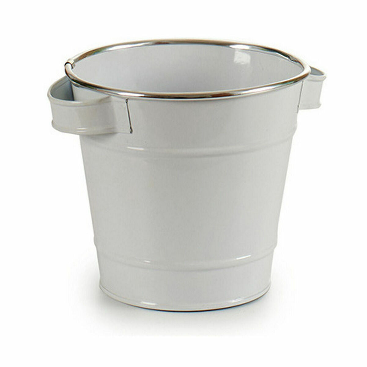 Vaso Secchio Bianco Argentato Zinco 19,5 x 14,5 x 16,5 cm (24 Unità)