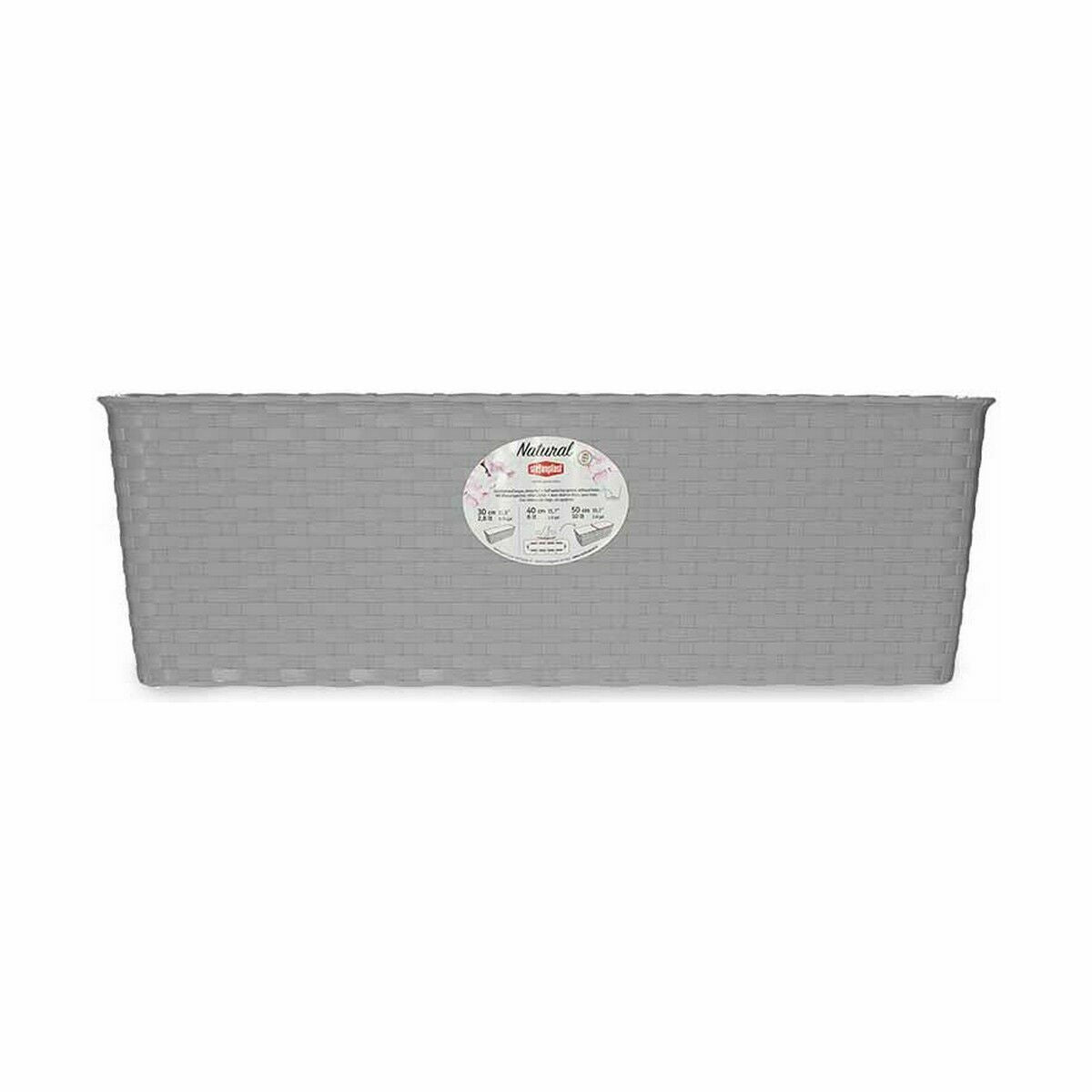 Vaso rettangolare da Balcone Stefanplast Grigio Plastica 18 x 16 x 49 cm (12 Unità)