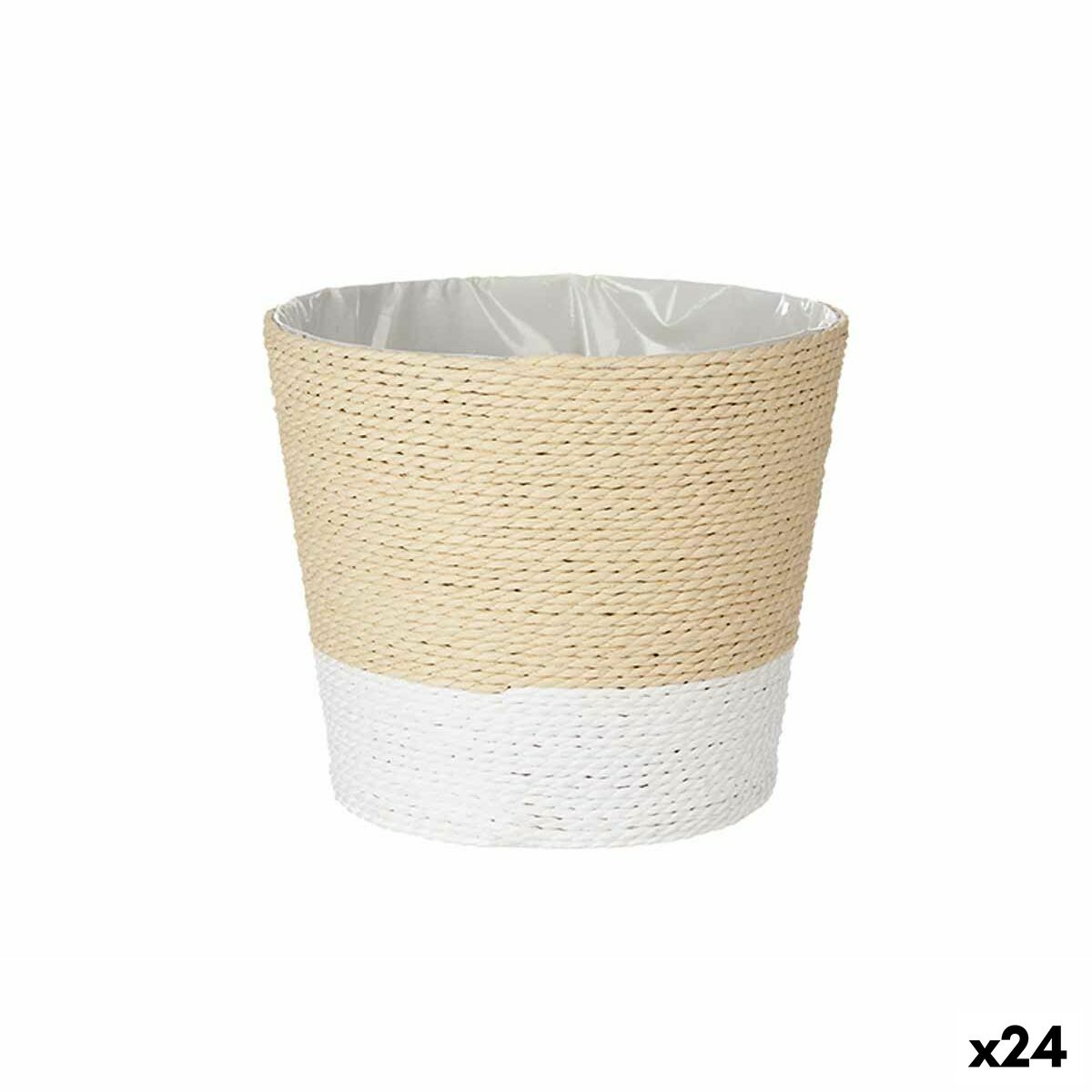 Vaso Bianco Corda Plastica 19,5 x 17,5 x 19,5 cm (24 Unità)