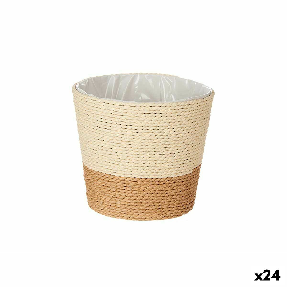 Vaso Marrone Corda Plastica 16 x 14,5 x 16 cm (24 Unità)