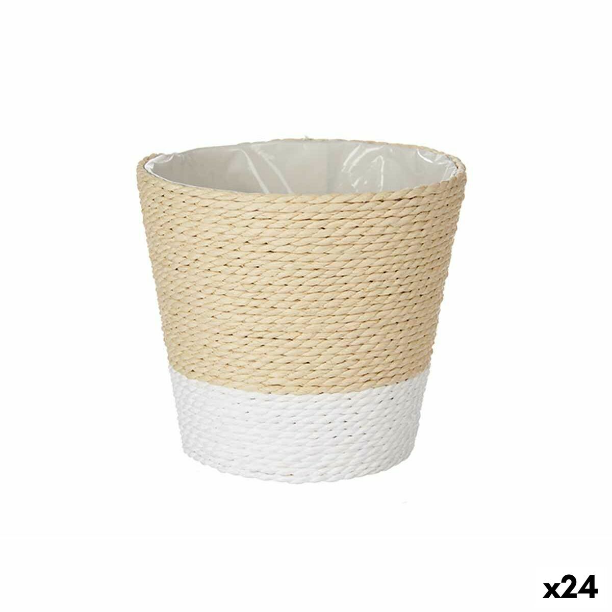 Vaso Bianco Corda Plastica 14 x 12,5 x 14 cm (24 Unità)