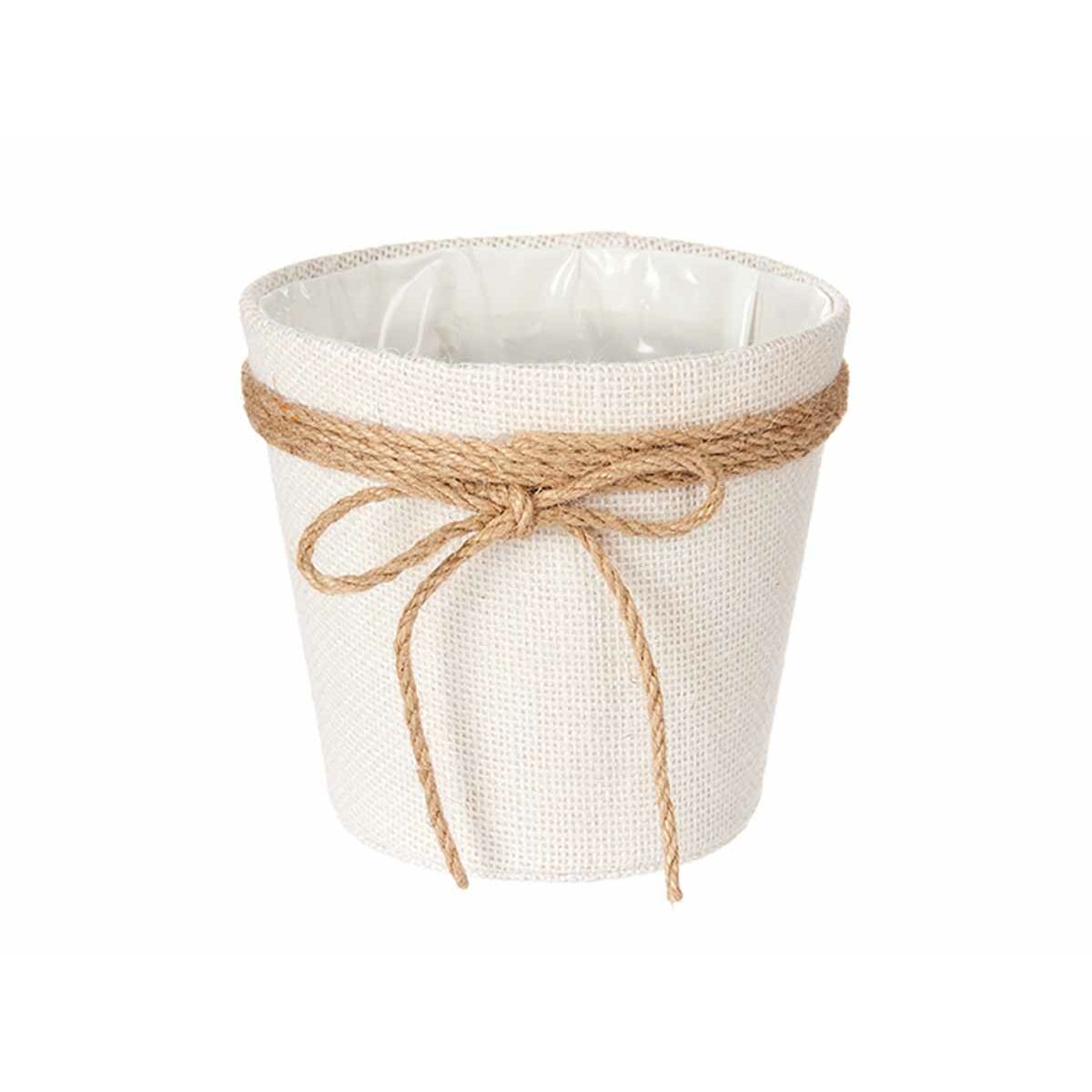 Vaso Fiocco Bianco Stoffa 16 x 15 x 16 cm (24 Unità)