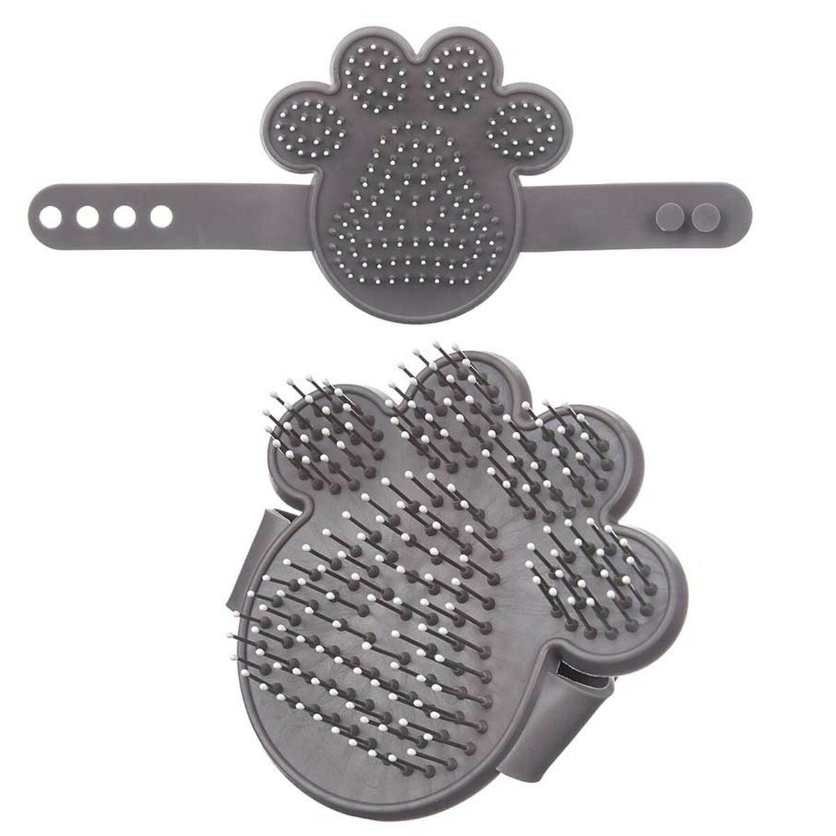 Spazzola Animali Domestici 11 x 3 x 10,5 cm Grigio Metallo Silicone (24 Unità)