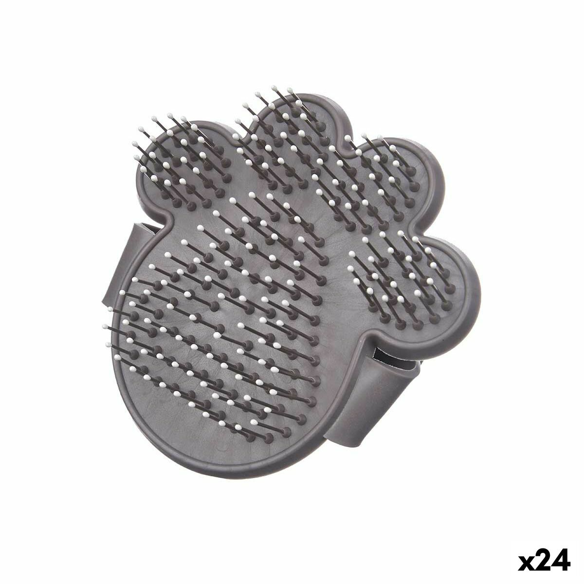 Spazzola Animali Domestici 11 x 3 x 10,5 cm Grigio Metallo Silicone (24 Unità)