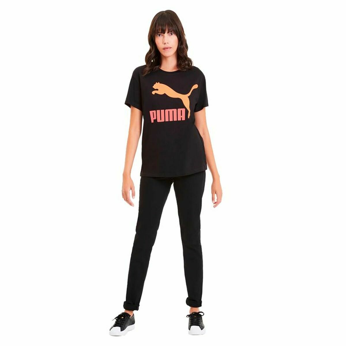 Maglia a Maniche Corte Donna Puma Classics Logo Tee Nero