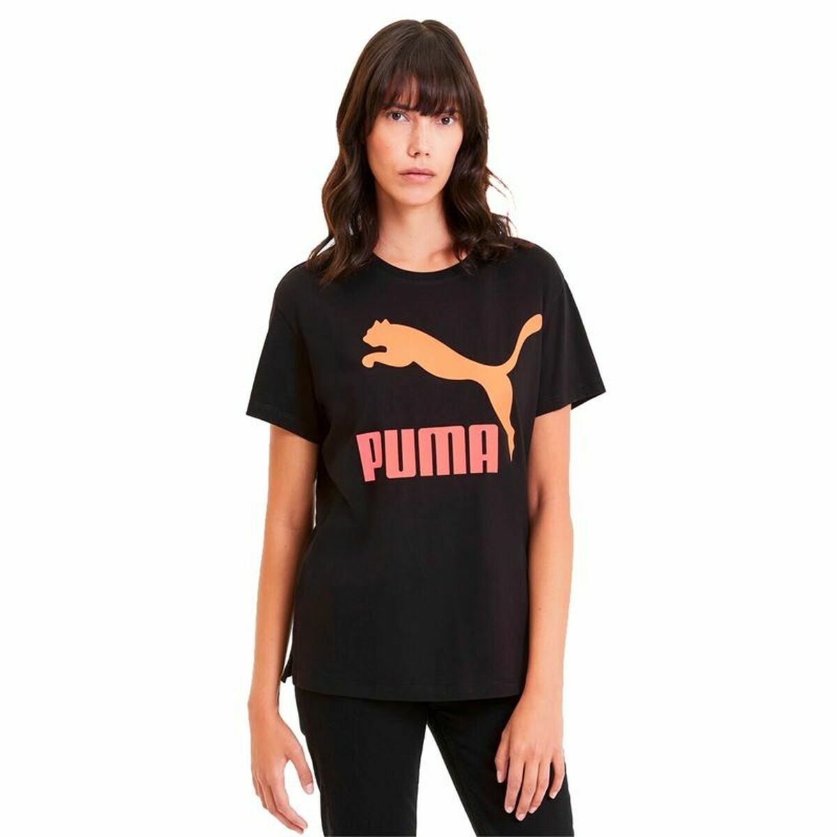 Maglia a Maniche Corte Donna Puma Classics Logo Tee Nero