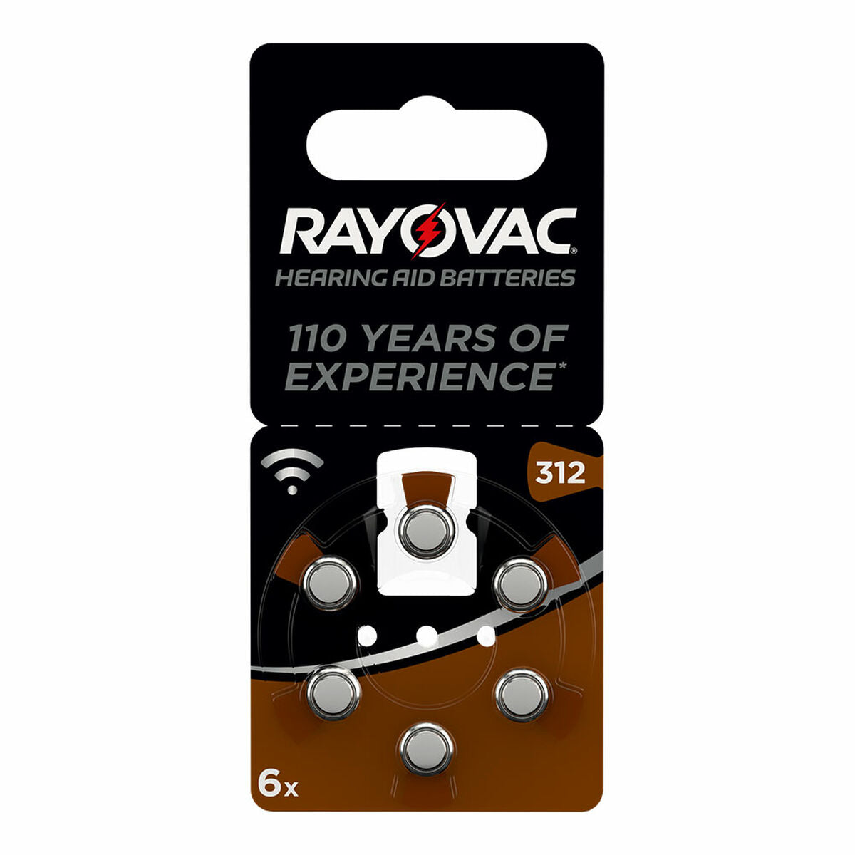 Batterie Rayovac ZA312 Compatibile con apparecchi acustici 6 Pezzi