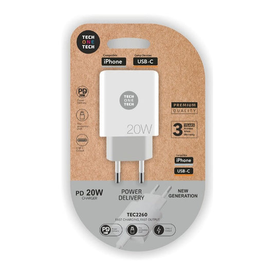 Caricabatterie da Parete Tech One Tech USB-C Bianco 20 W