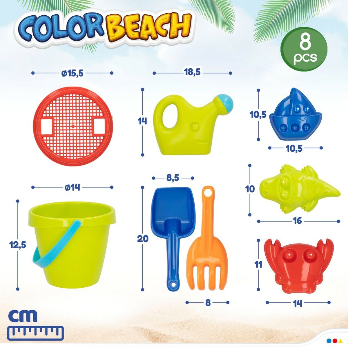 Set di giocattoli per il mare Colorbaby polipropilene (18 Unità)