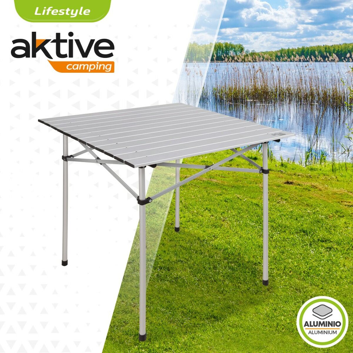 Tavolo Pieghevole Aktive Argentato Alluminio 70 x 70 x 70 cm (4 Unità)