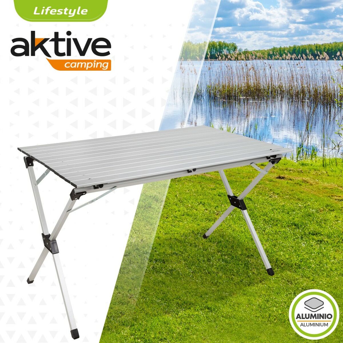 Tavolo Pieghevole Aktive Argentato Alluminio 110 x 70 x 70 cm (4 Unità)