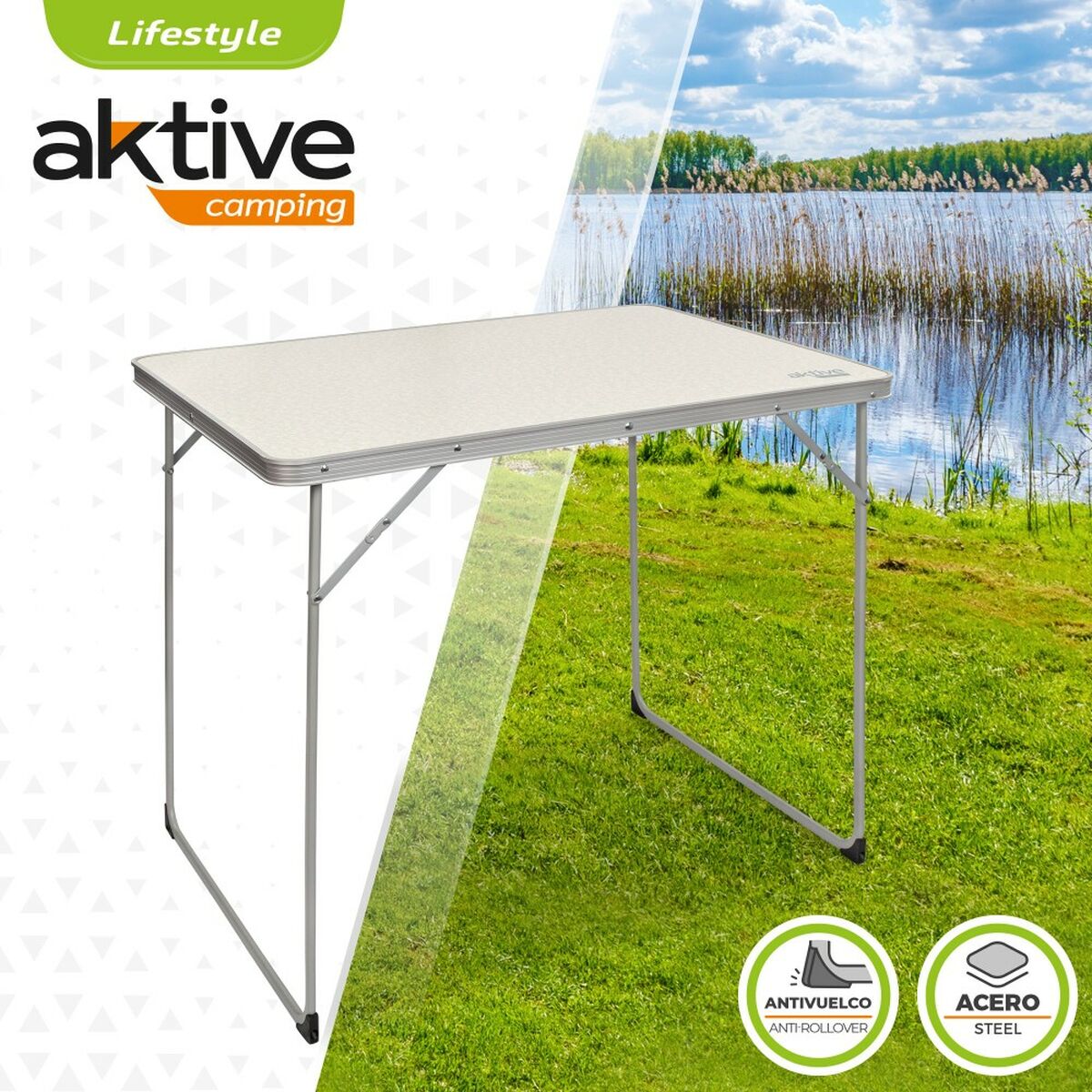 Tavolo Pieghevole Aktive Bianco 80 x 70 x 60 cm (4 Unità)