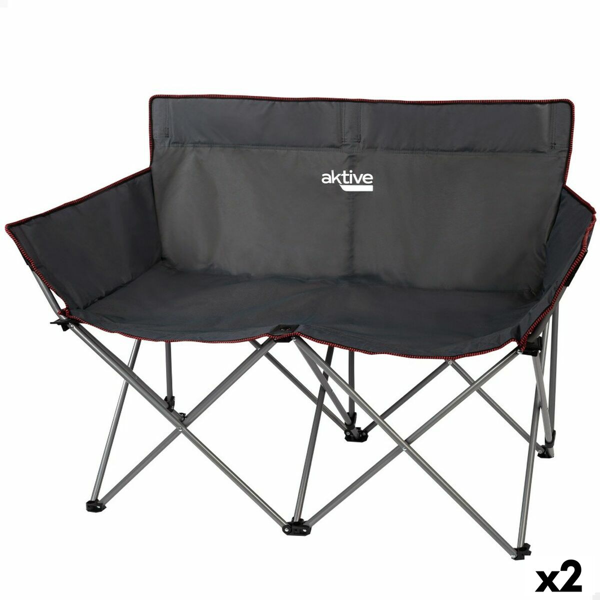 Divano a 2 Piazze Aktive Nero Pieghevole 107 x 88 x 63 cm (2 Unità)