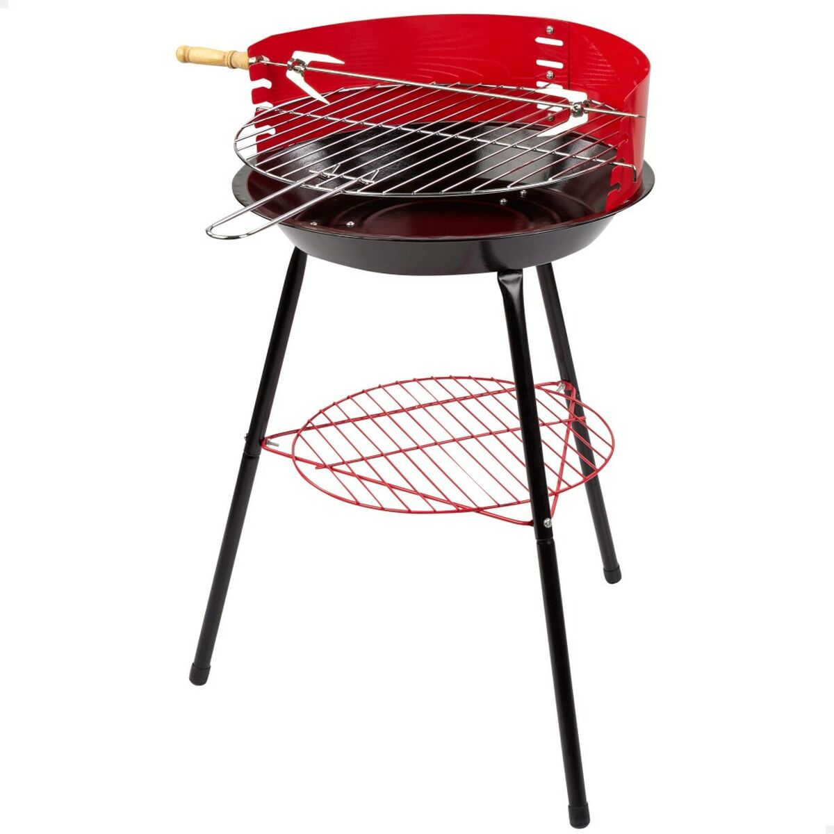 Barbecue Portatile Aktive Legno Ferro Ø 38 cm 37 x 61 x 45 cm (6 Unità) Rosso