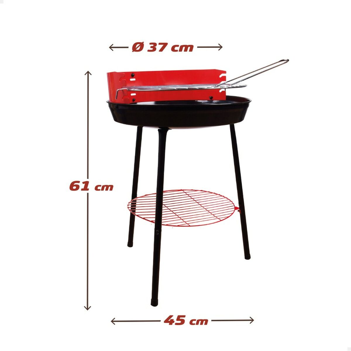 Barbecue Portatile Aktive Legno Ferro Ø 38 cm 37 x 61 x 45 cm (6 Unità) Rosso