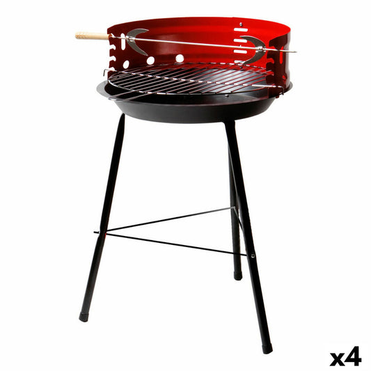 Barbecue Portatile Aktive Legno Ferro 37,5 x 70 x 38,5 cm (4 Unità) Rosso