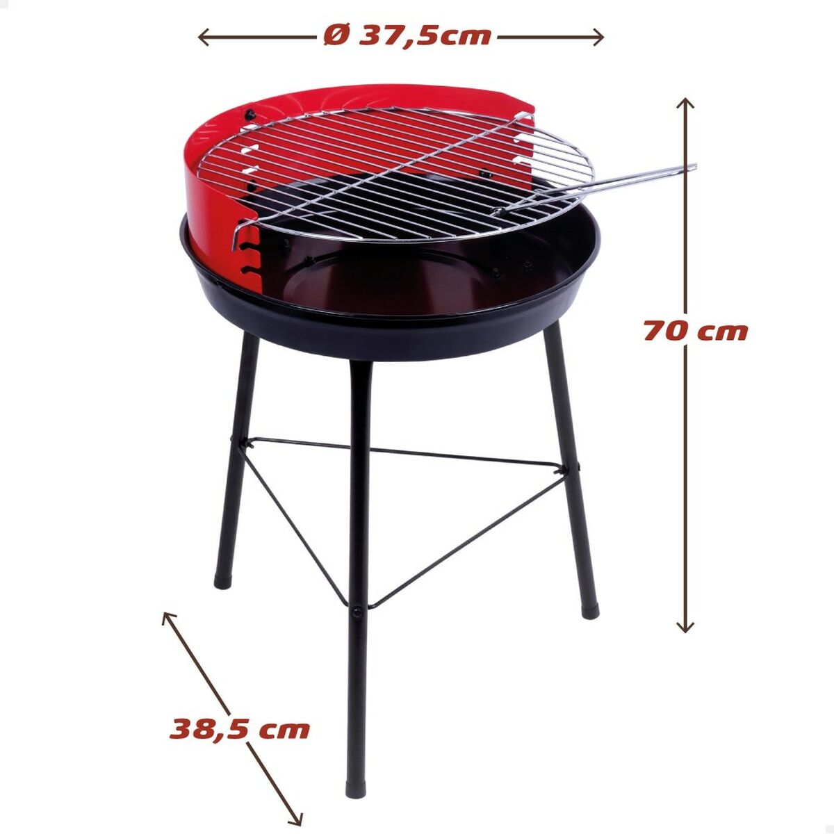 Barbecue Portatile Aktive Legno Ferro 37,5 x 70 x 38,5 cm (4 Unità) Rosso