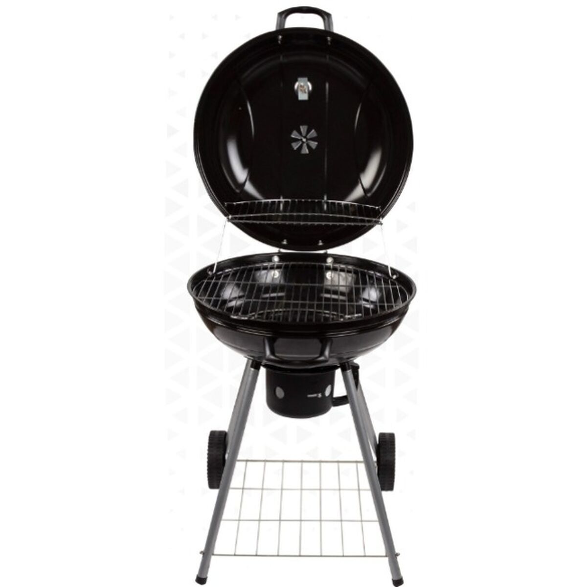 Barbecue a Carboni con Ruote Aktive Alluminio Metallo smaltato textilene 57 x 86 x 57 cm Nero