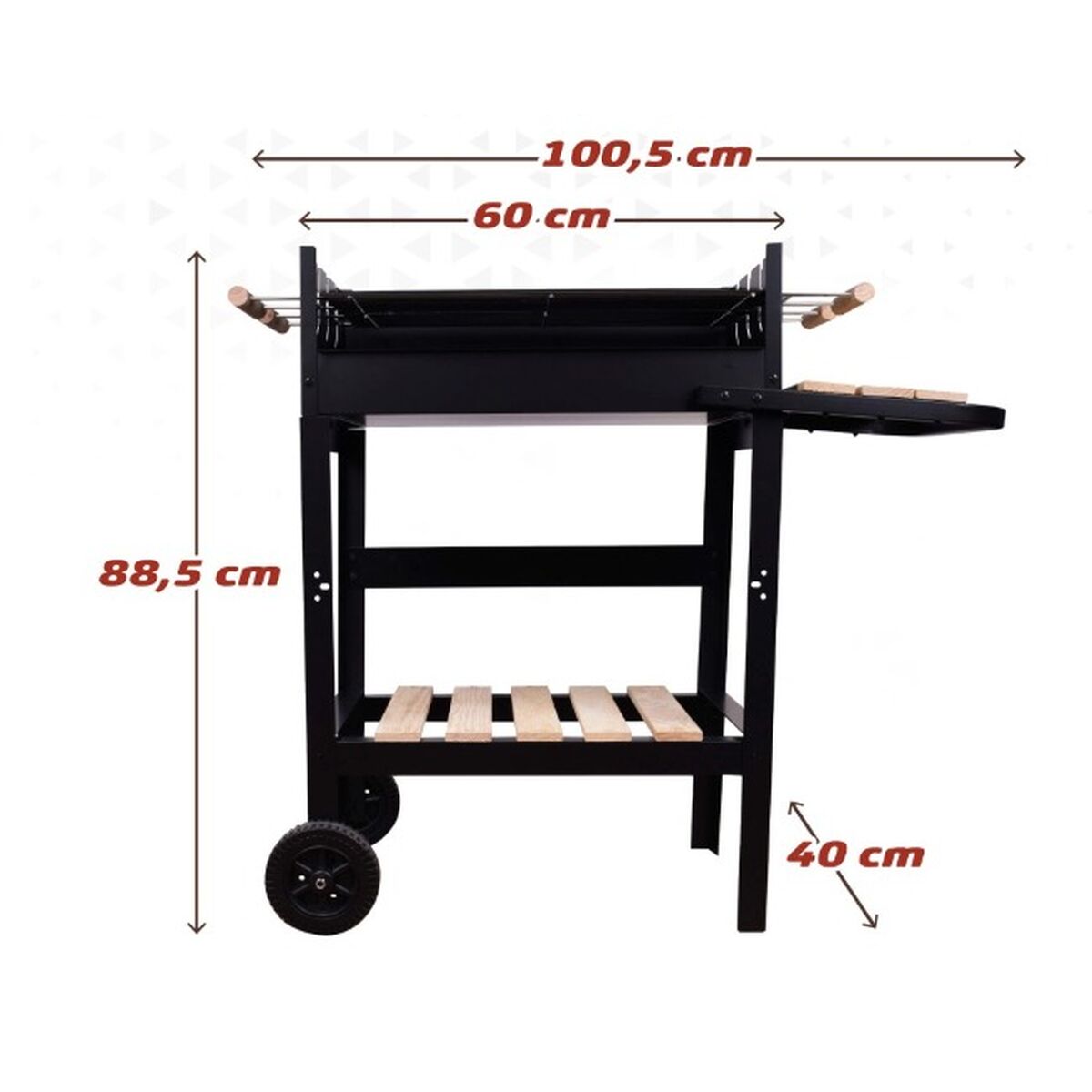 Barbecue a Carboni con Ruote Aktive Metallo smaltato 100,5 x 88,5 x 40 cm Nero