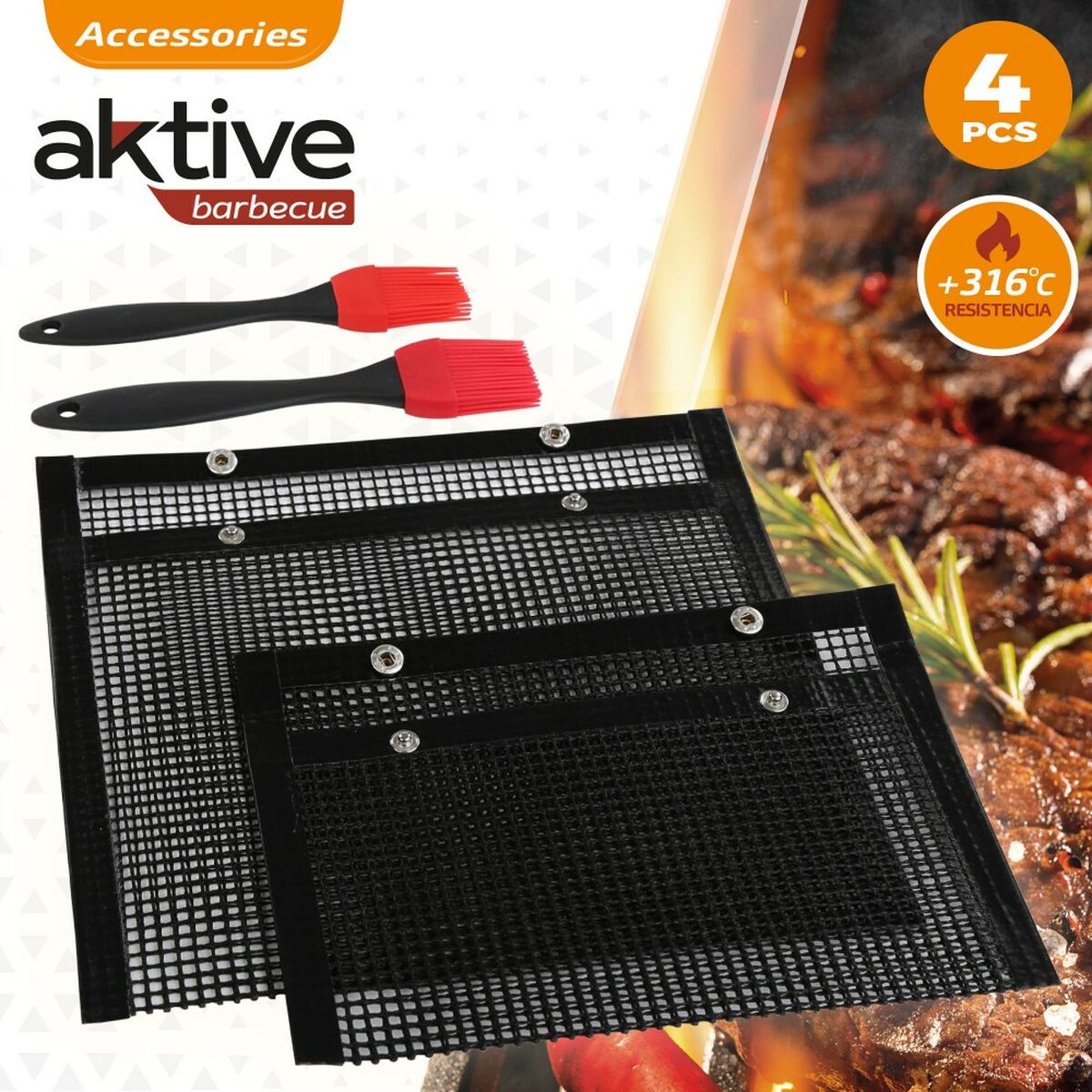 Barbecue Portatile Aktive Silicone Plastica 27 x 24,5 x 0,4 cm