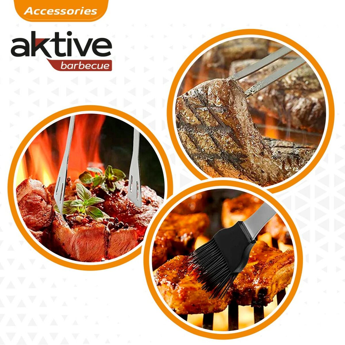 Utensili per barbecue Aktive Silicone Acciaio inossidabile 12 Unità 7,5 x 35 x 1,9 cm (5 Pezzi)