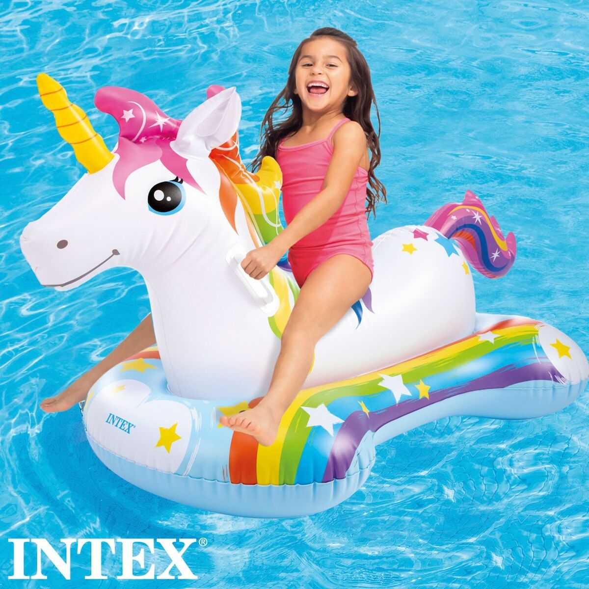 Figura Gonfiabile per Piscina Intex Unicorno 163 x 82 x 86 cm (6 Unità)