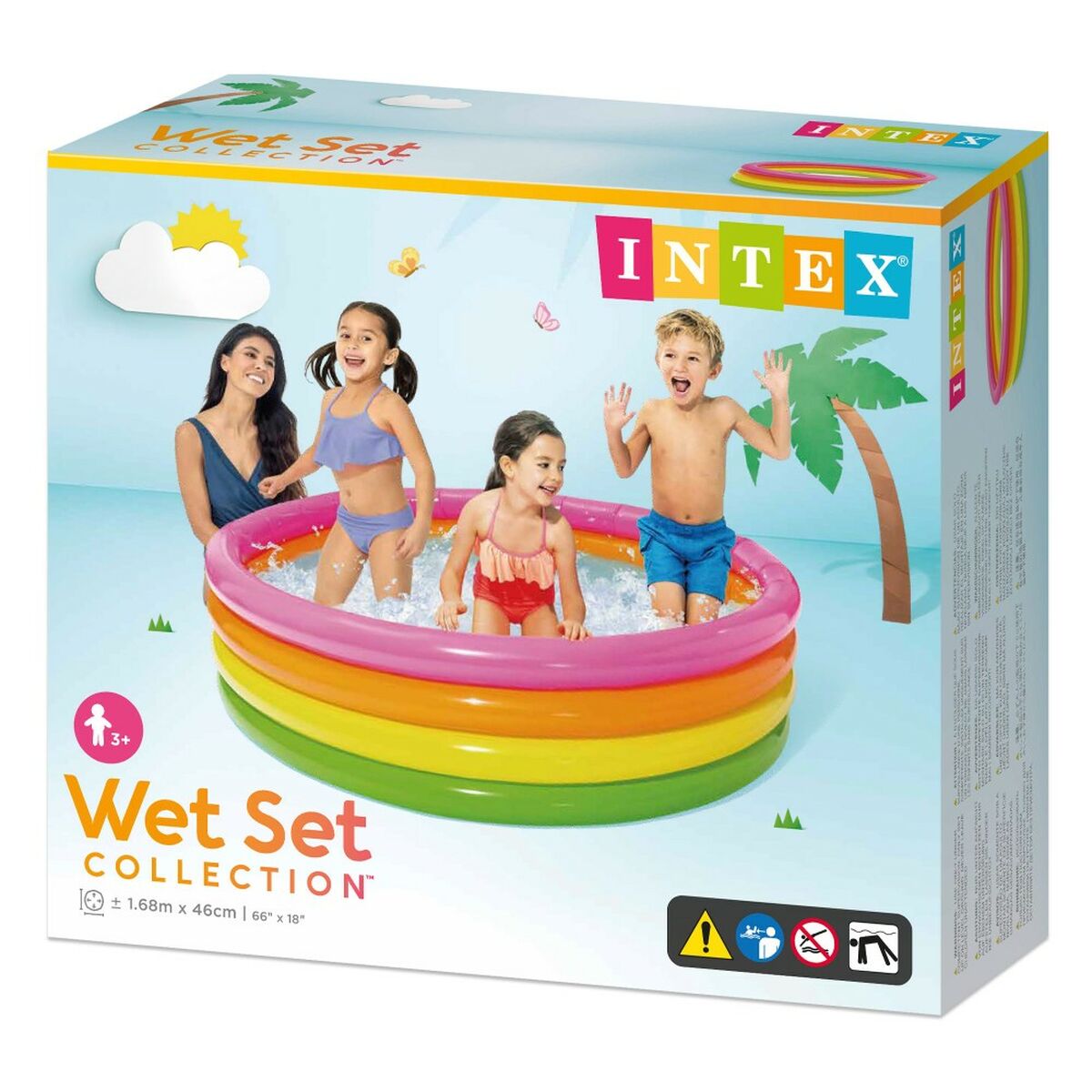 Piscina Gonfiabile per Bambini Intex Sunset Anelli 780 L 168 x 46 x 168 cm (6 Unità)