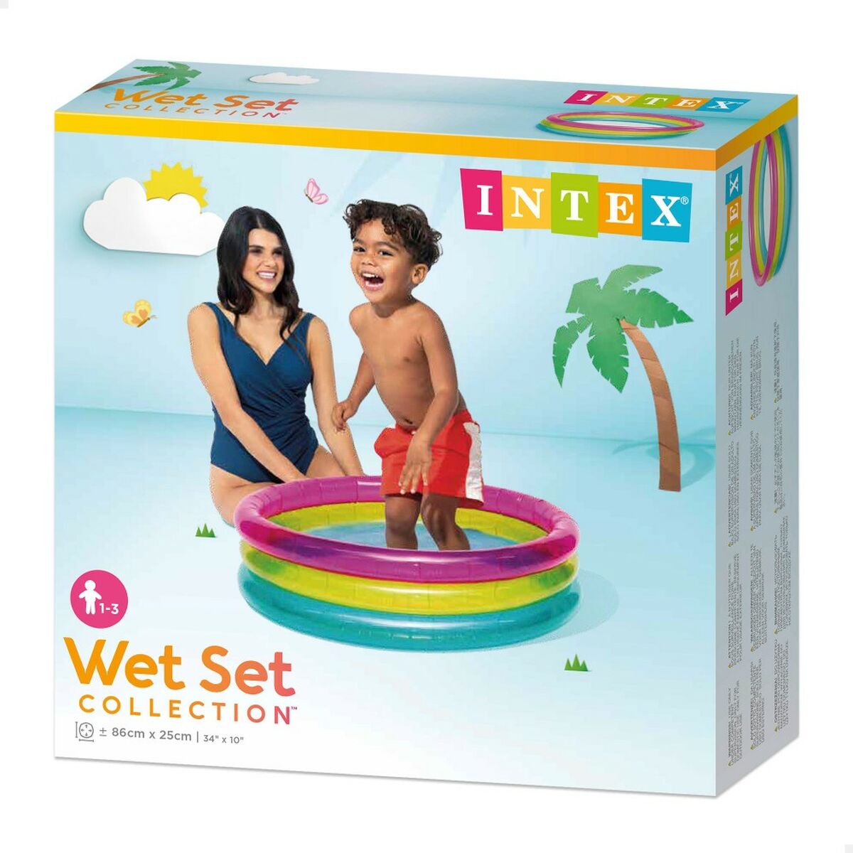 Piscina Gonfiabile per Bambini Intex Arcobaleno Anelli 63 L 86 x 25 x 86 cm (12 Unità)