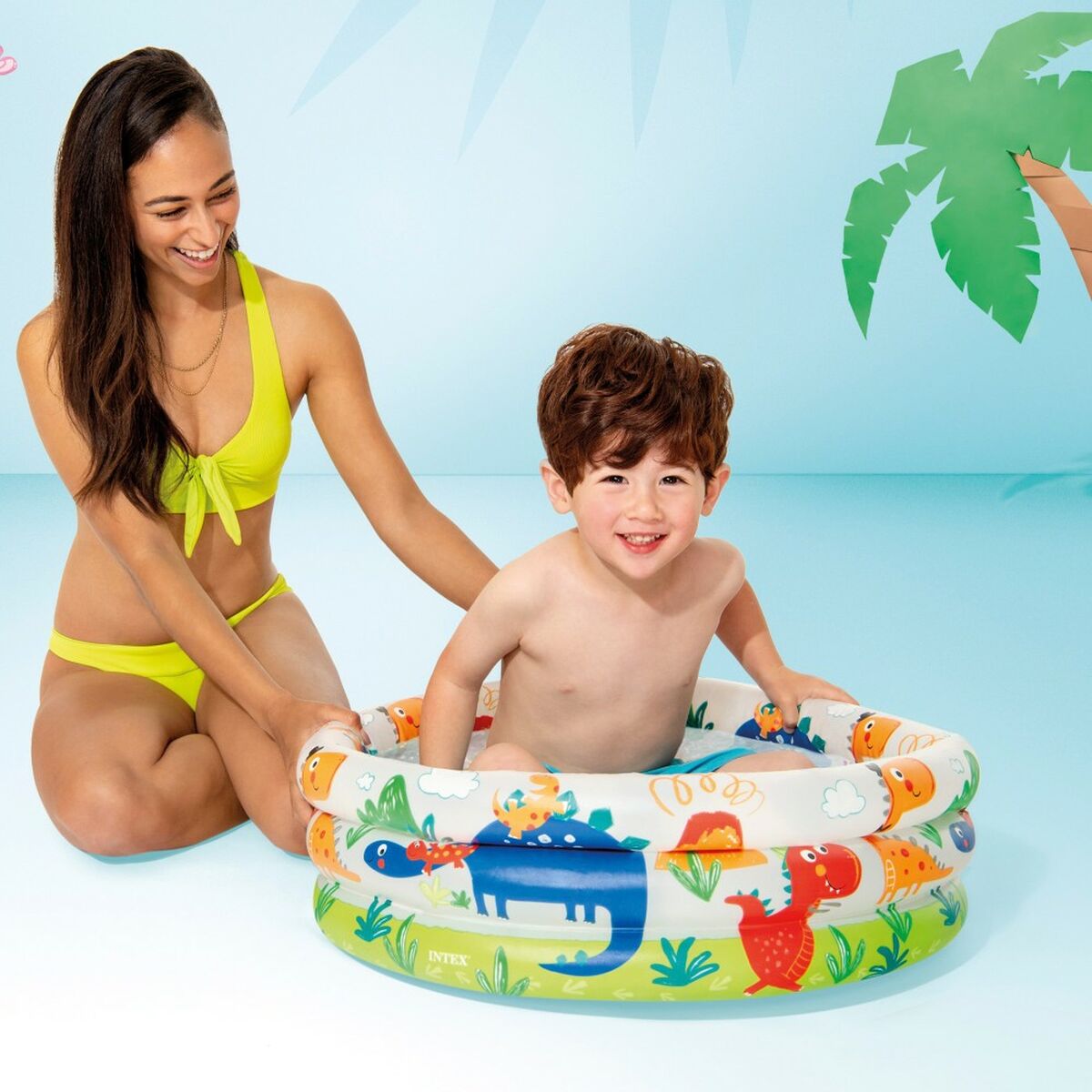 Piscina Gonfiabile per Bambini Intex Dinosauri Anelli 28 L 33 L 61 x 22 x 61 cm (12 Unità)