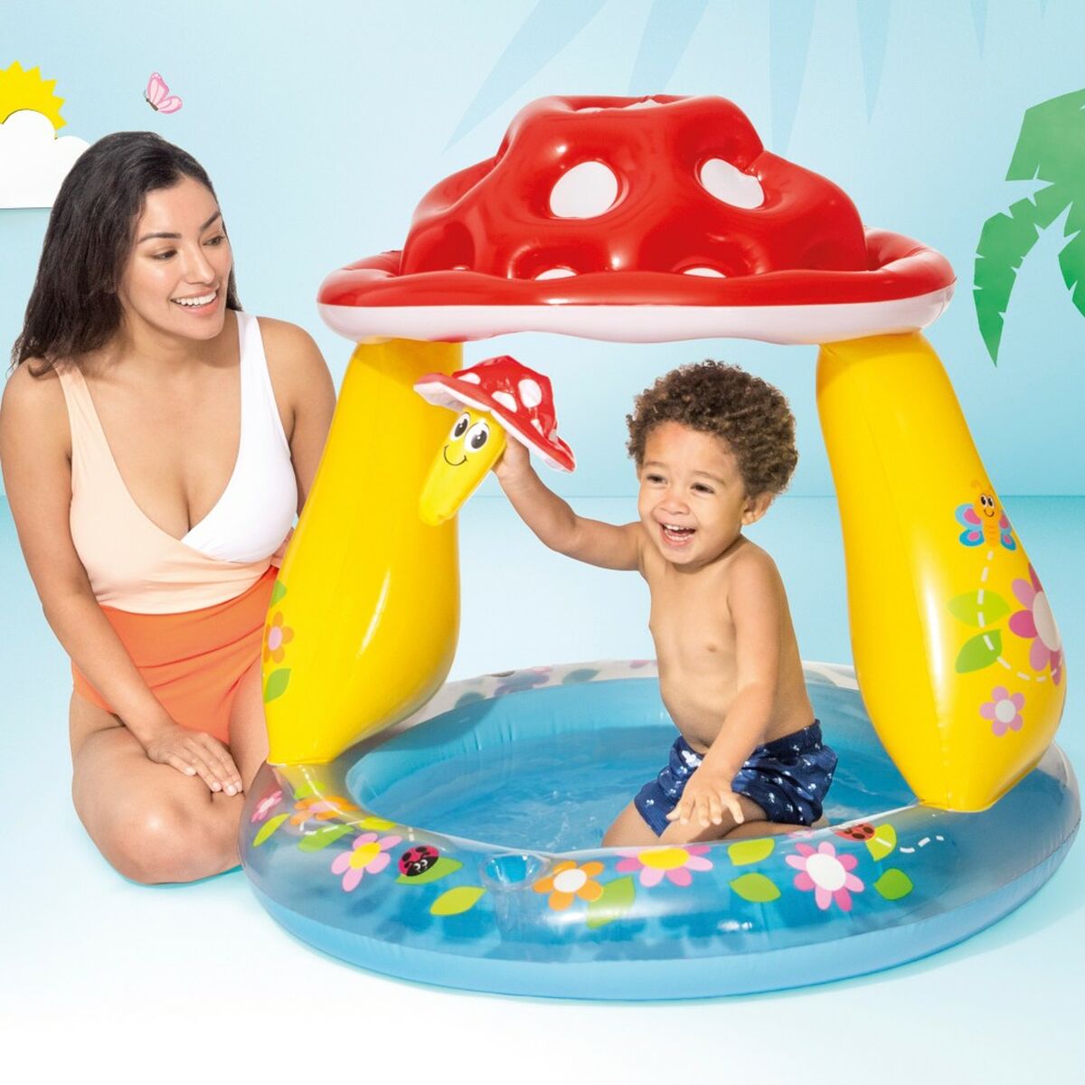 Piscina Gonfiabile per Bambini Intex Funghi Champignon Tenda 45 L 102 x 89 x 102 cm (6 Unità)