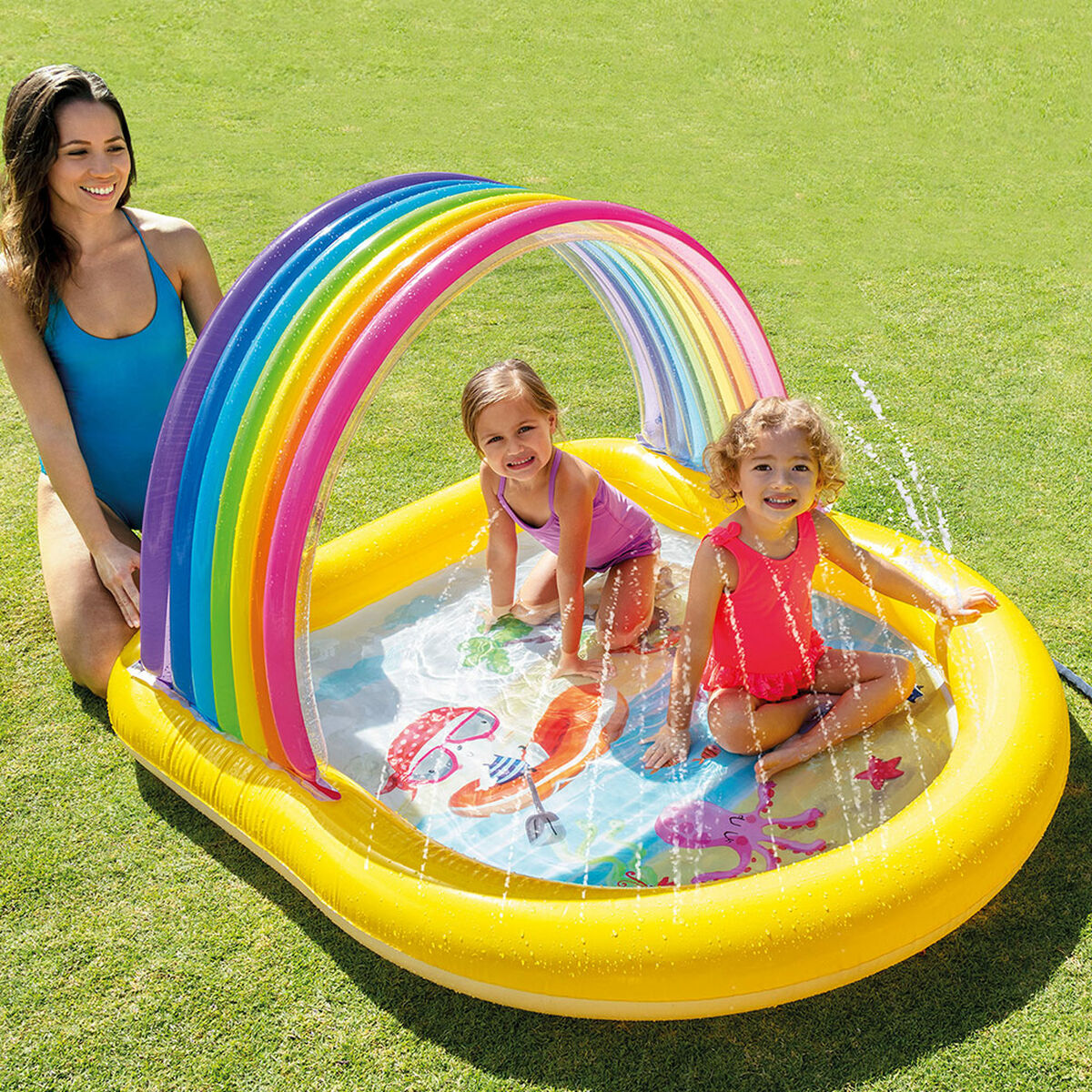 Piscina Gonfiabile per Bambini Intex Arcobaleno Tenda 84 L 130 x 147 x 86 cm (4 Unità)