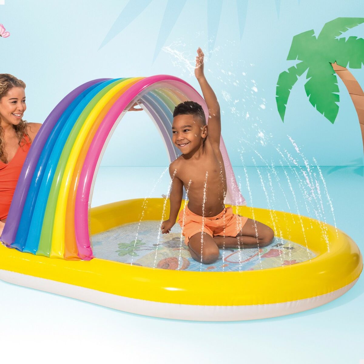 Piscina Gonfiabile per Bambini Intex Arcobaleno Tenda 84 L 130 x 147 x 86 cm (4 Unità)