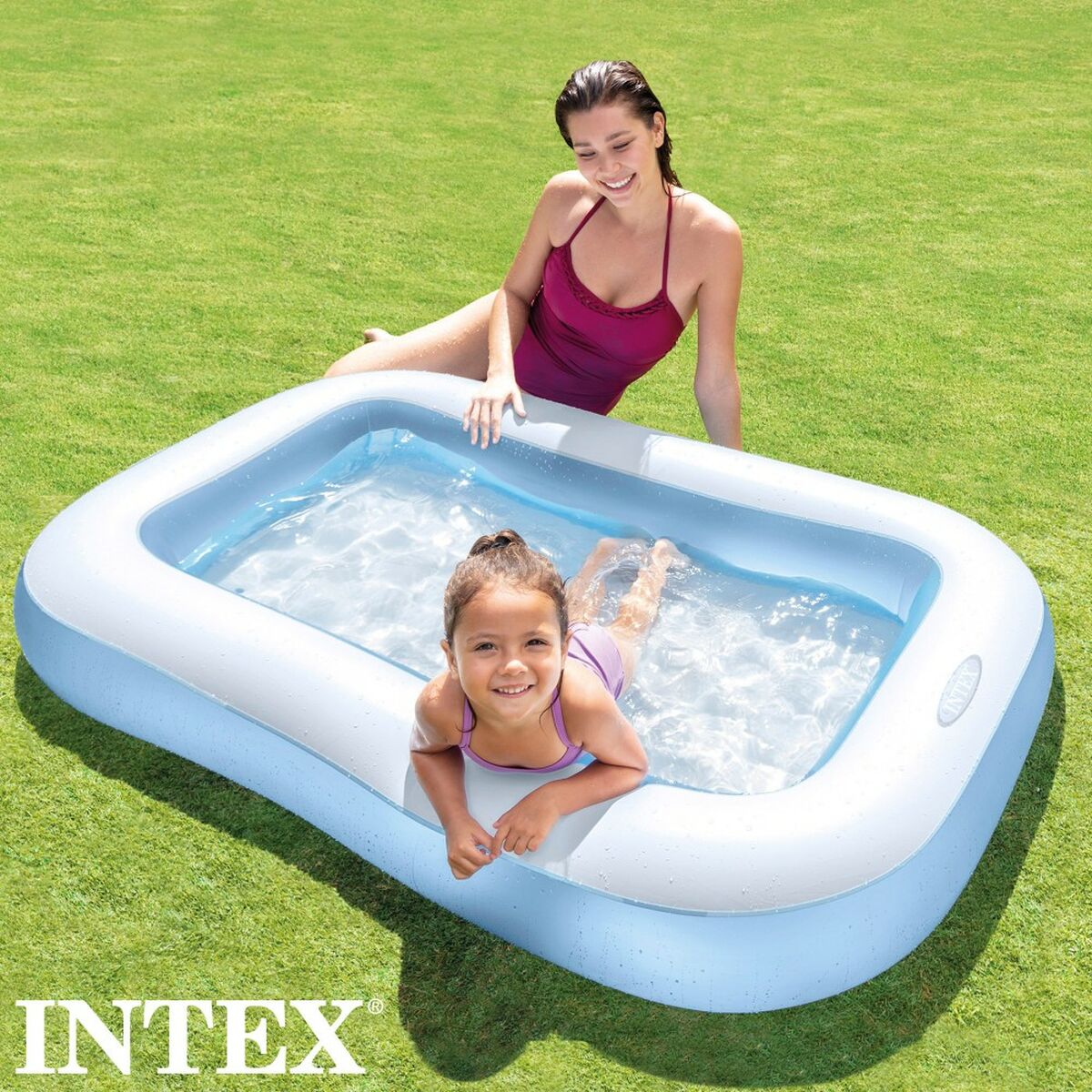 Piscina Gonfiabile per Bambini Intex Rettangolare Azzurro Bianco 90 L 166 x 25 x 100 cm (6 Unità)