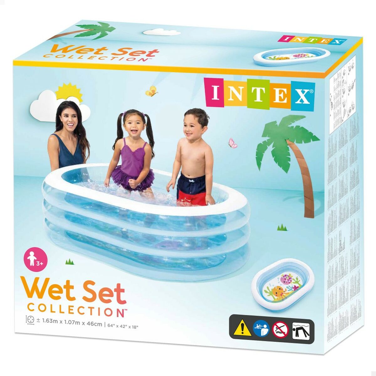 Piscina Gonfiabile per Bambini Intex Ovalada Azzurro Bianco 230 L 163 x 46 x 107 cm (6 Unità)