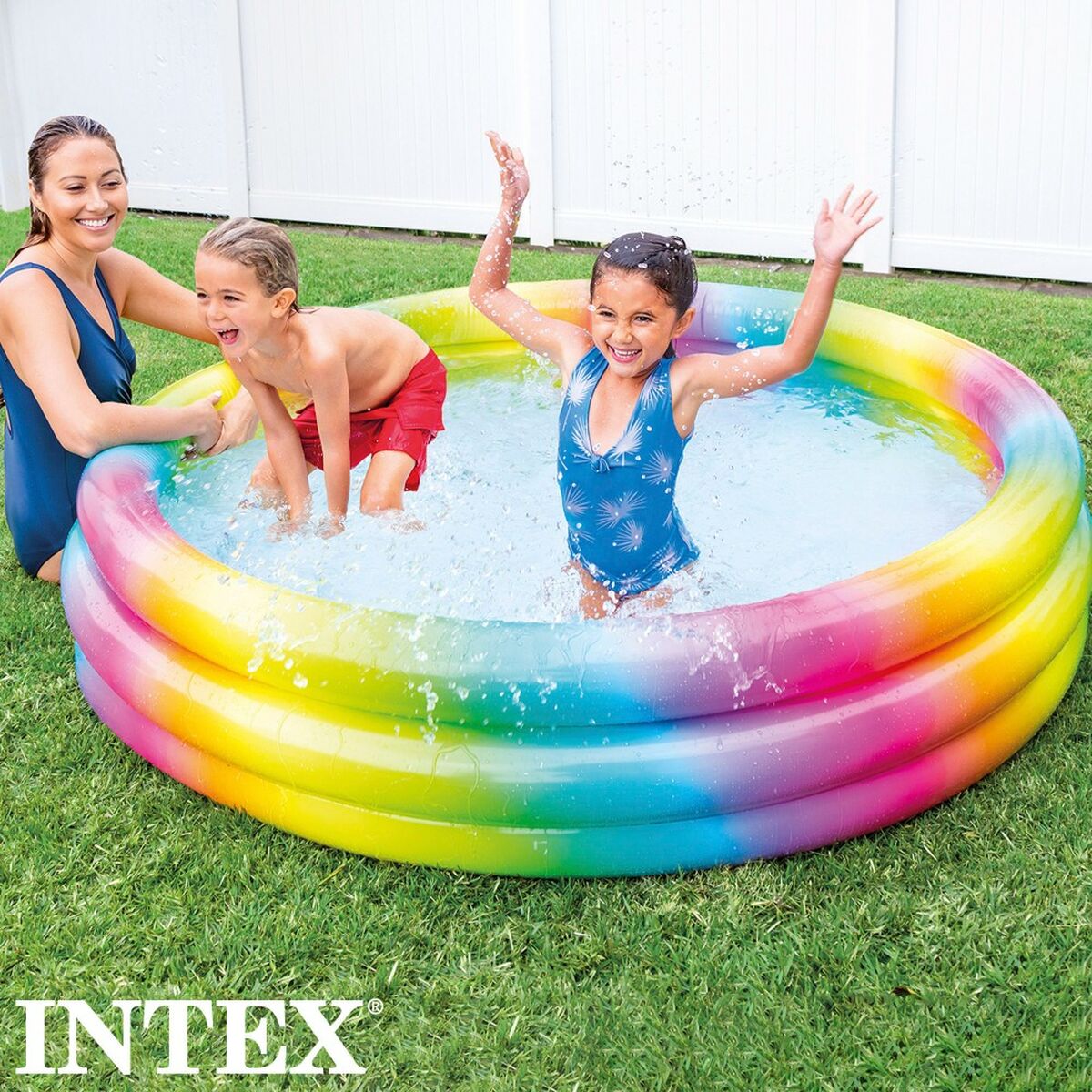 Piscina Gonfiabile per Bambini Intex Multicolore Anelli 581 L 168 x 38 x 168 cm (6 Unità)