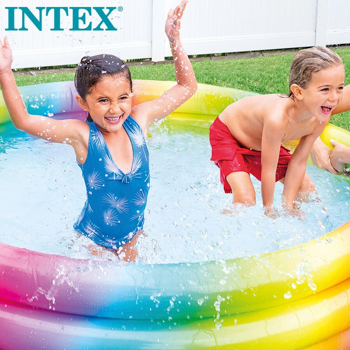 Piscina Gonfiabile per Bambini Intex Multicolore Anelli 581 L 168 x 38 x 168 cm (6 Unità)