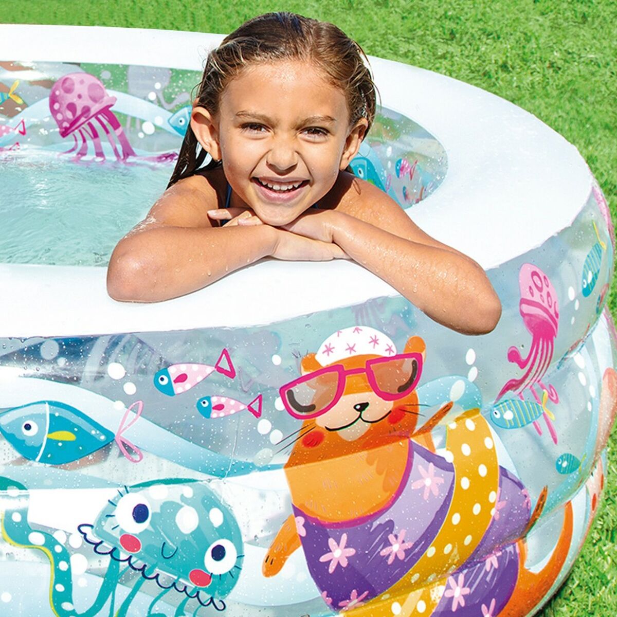 Piscina Gonfiabile per Bambini Intex Acquario 360 L 152 x 56 x 152 cm (3 Unità)