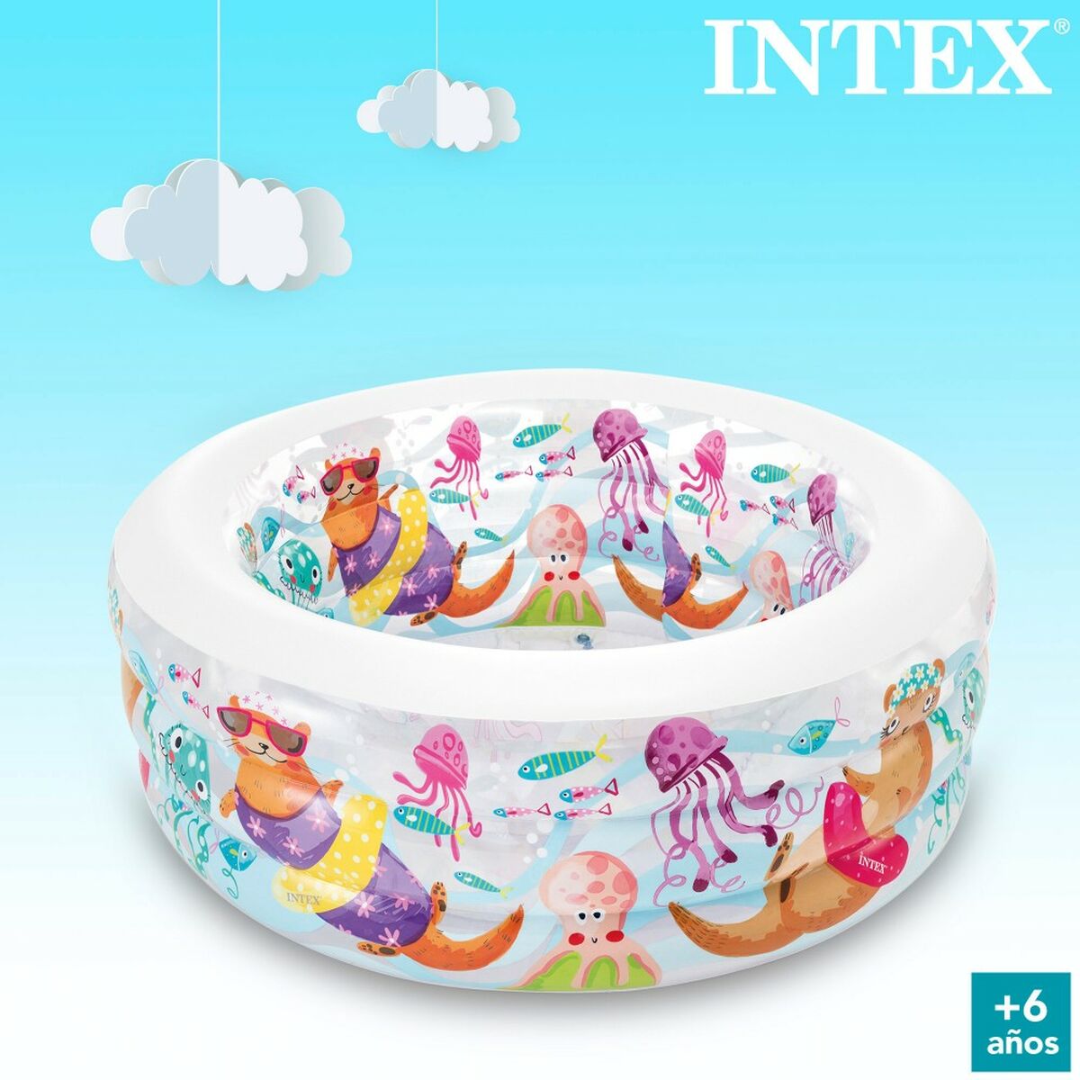 Piscina Gonfiabile per Bambini Intex Acquario 360 L 152 x 56 x 152 cm (3 Unità)