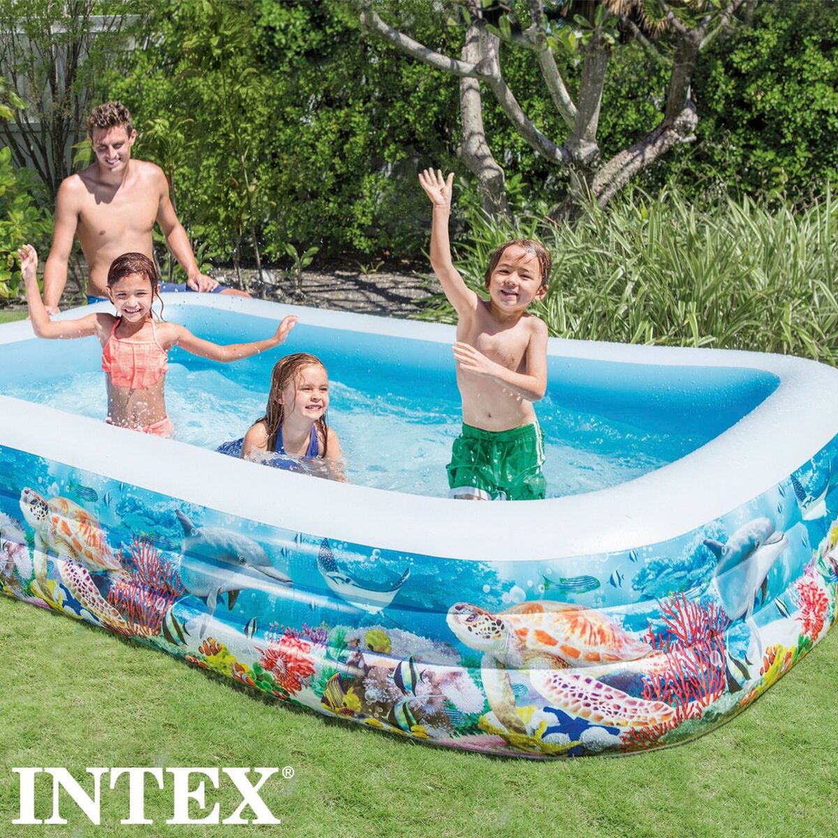 Piscina Gonfiabile per Bambini Intex Tropicale 1020 L 305 x 56 x 183 cm (2 Unità)