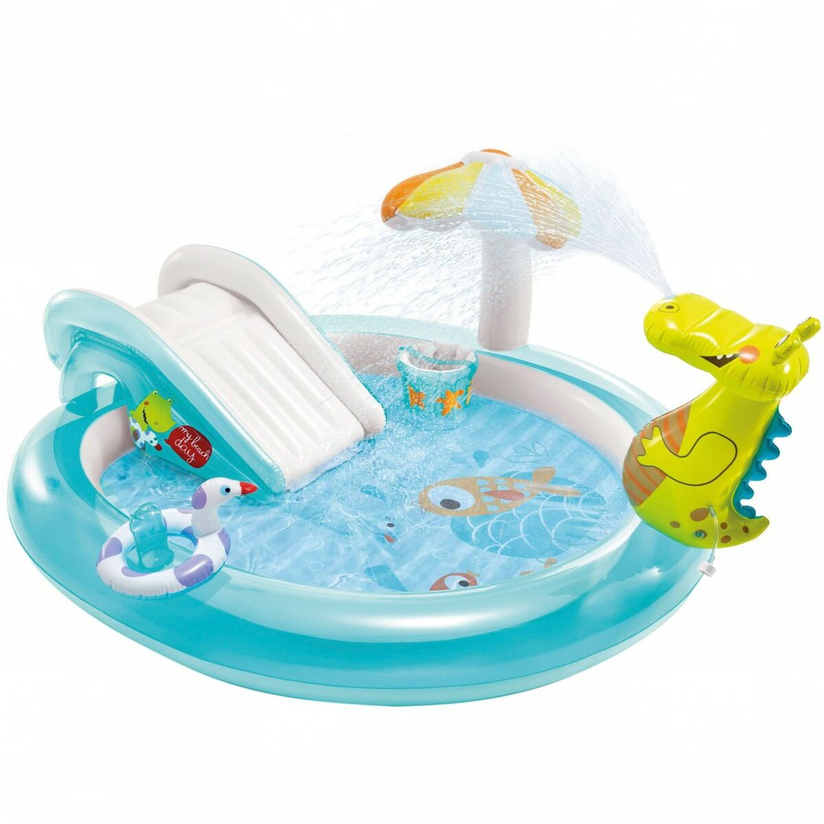 Piscina Gonfiabile per Bambini Intex Parco giochi Coccodrillo 201 x 84 x 17 cm (3 Unità)