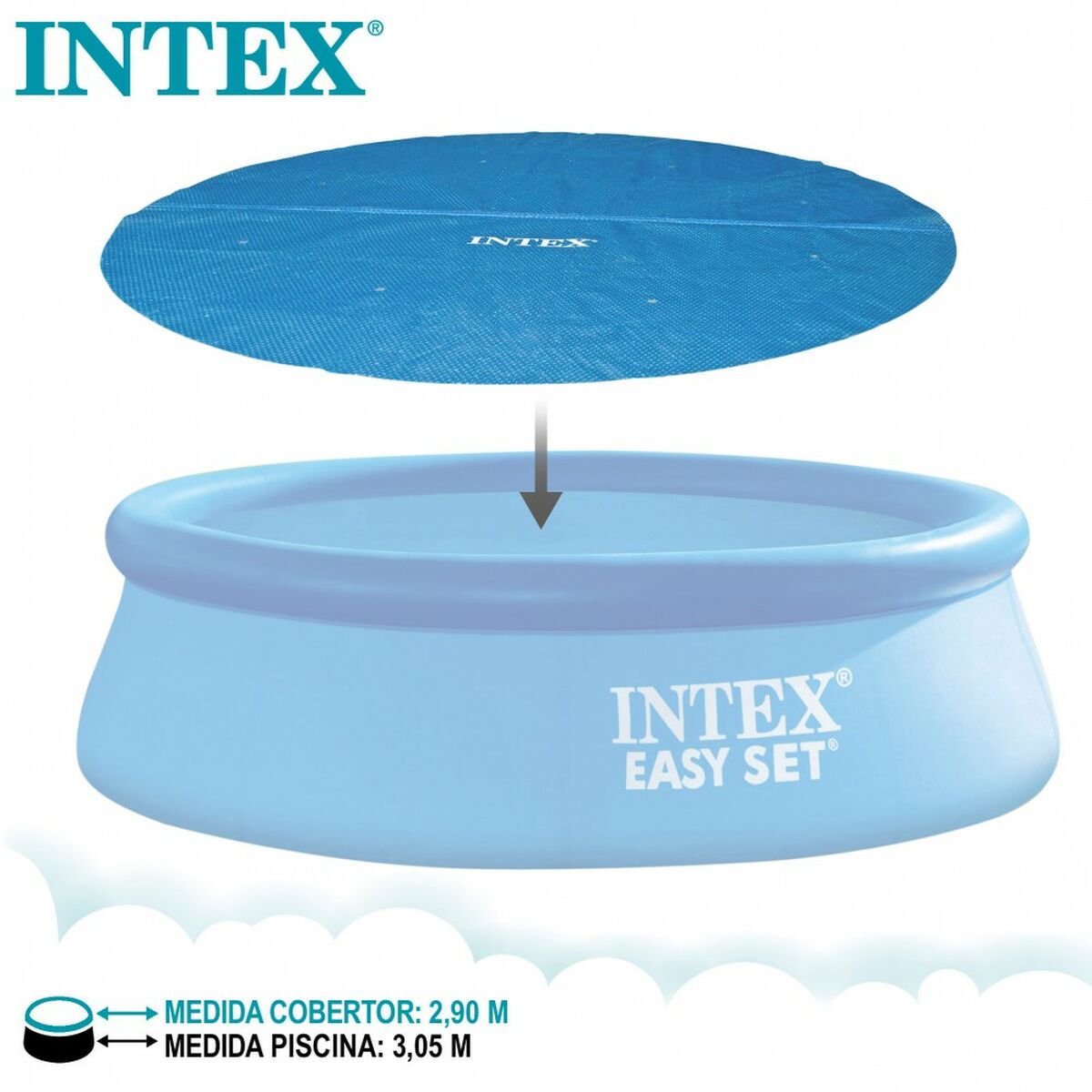 Copertura per piscina Intex 29021 EASY SET/METAL FRAME Azzurro Ø 305 cm 290 x 290 cm