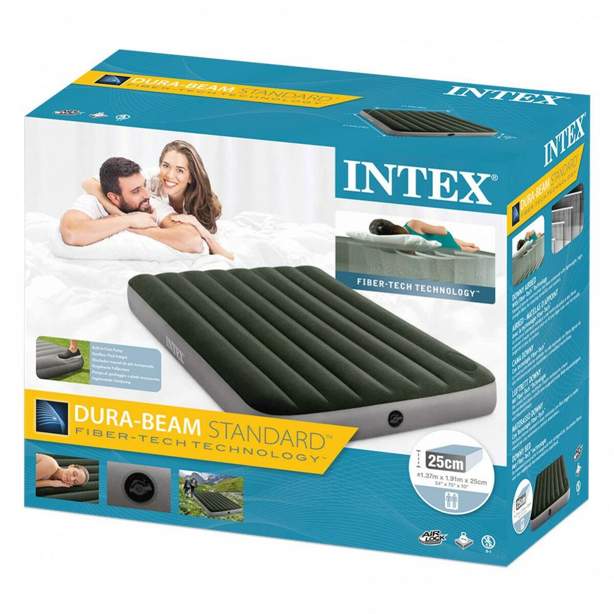 Materasso Gonfiabile Intex 137 x 25 x 191 cm (3 Unità)