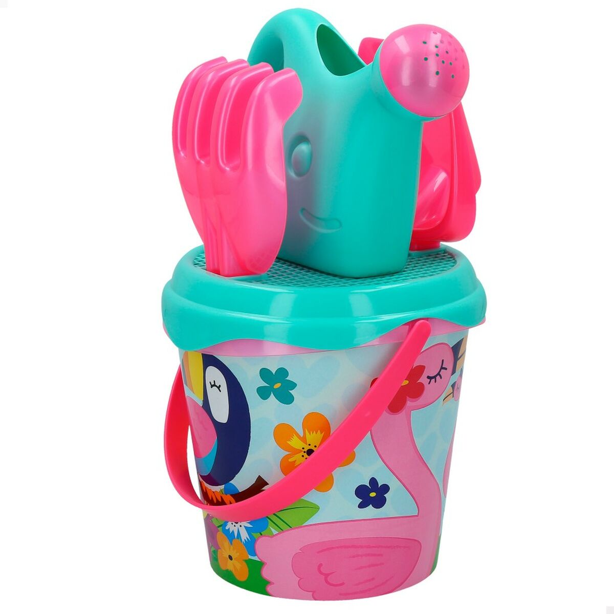 Set di giocattoli per il mare Colorbaby Ø 18 cm Fenicottero rosa (16 Unità)