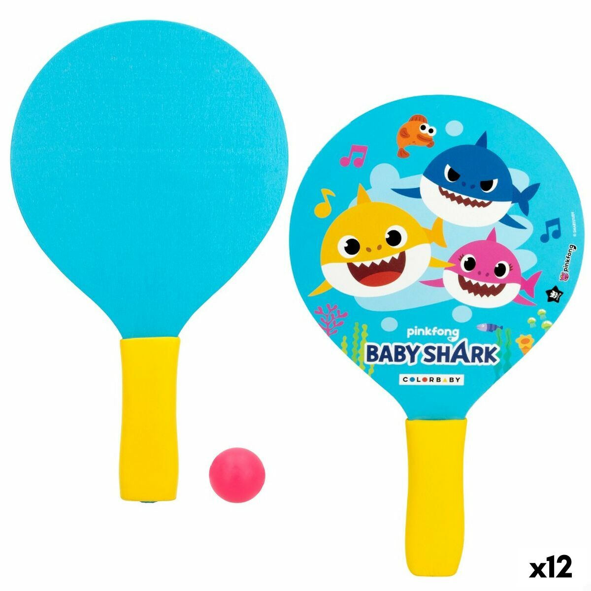 Palette da Spiaggia con Palla Baby Shark Legno (12 Unità)